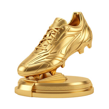 Golden Soccer Shoe Trophy Award Isolated Transparent Background