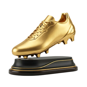 Golden Soccer Shoe Trophy Award Isolated Transparent Background
