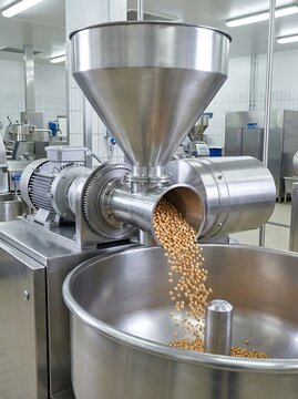 Industrial food processing machine dispensing grains