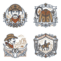 Fototapeta premium Vintage Military Coat of Arms Emblem Collection Illustration.