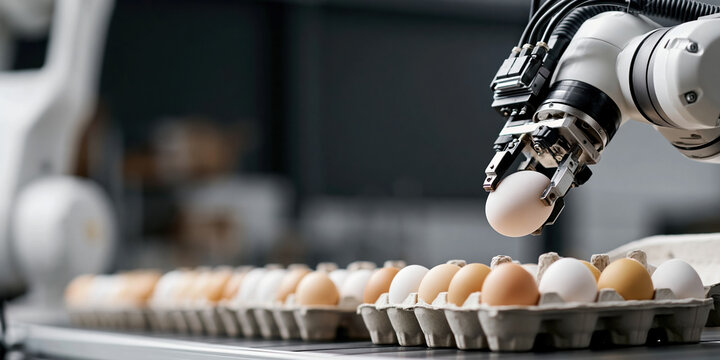 Ai factory egg handling robot in modern production line