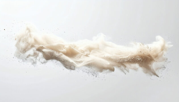 Abstract representation of raw cotton fiber floating in air, showcasing its delicate texture and natural form. The image highlights the organic quality and soft appearance of the material