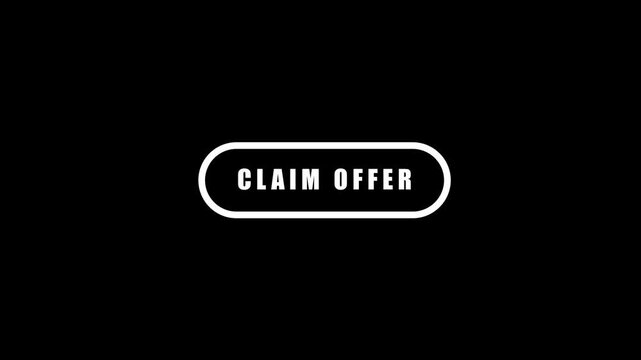 Animated Claim Offer text inside white oval frame on black background.