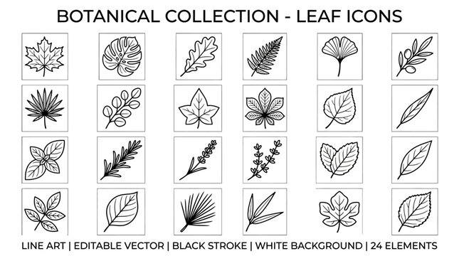 Collection of various leaf icons.