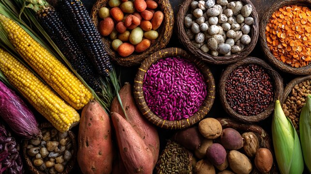 Agricultural diversity supports nutrition Food security concept.