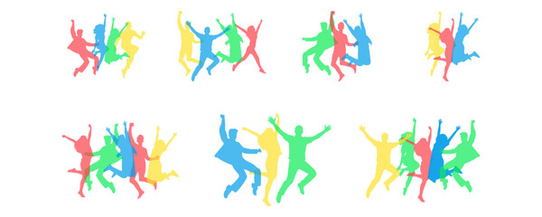 Obraz premium Set of Youth Friendship Day Silhouette for Community Unity, Togetherness, Diversity, and Social Celebration Illustration. Vector Set