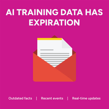 Open envelope with document inside, symbolizing AI training data expiration and need for updates.