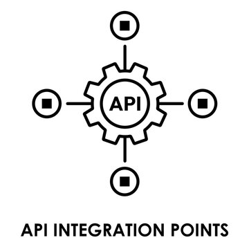 API Integration Points and Network Node Concept Line Icon with Editable Stroke