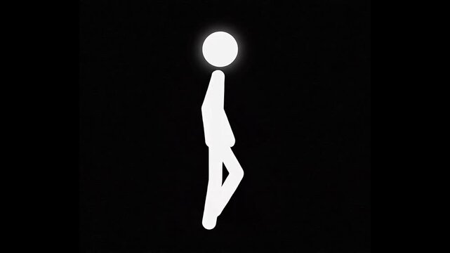 walking anatomy stick man on black background
