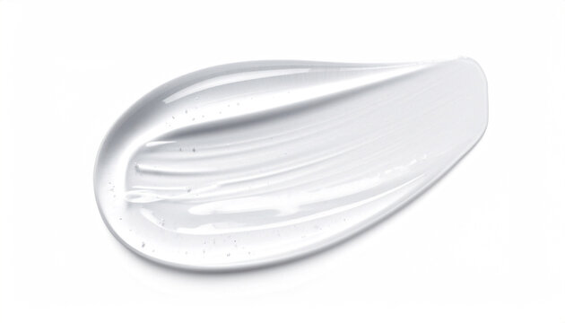 透明ジェル状美容液のスウォッチ、白背景のスキンケア成分テクスチャ / Transparent gel serum swatch, skincare ingredient texture on white background