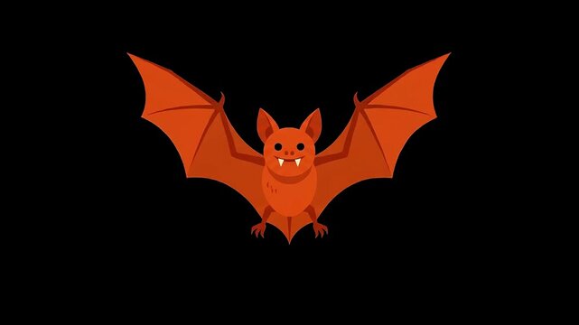 halloween bat popup animation on black background