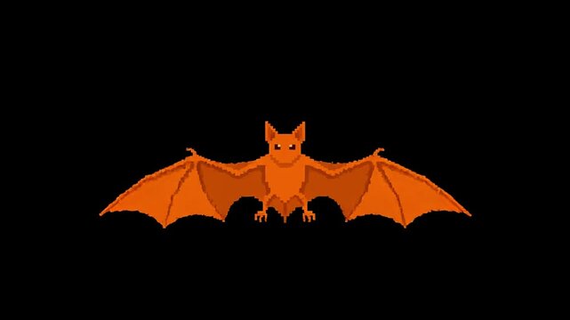 halloween bat popup animation pixel style on black background