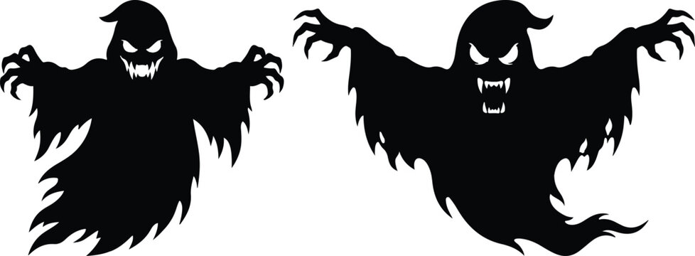 Halloween angry ghost vector illustration spooky wraith designs for october 31st celebrations and horror themes
