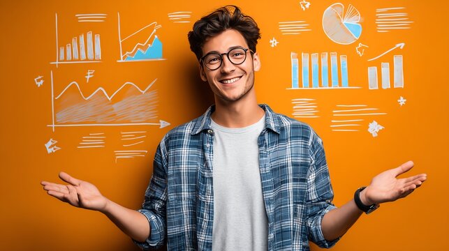 cheerful entrepreneur checking performance metrics