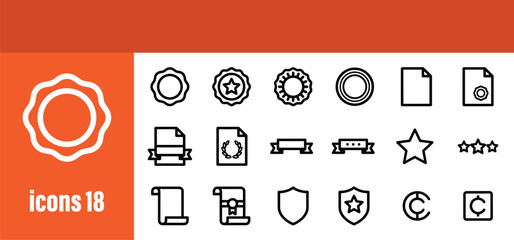 Award line icons set. Collection of simple outline symbols of prize, trophy, winner, certificate, badge, success. Vector illustration. © liubomir118809