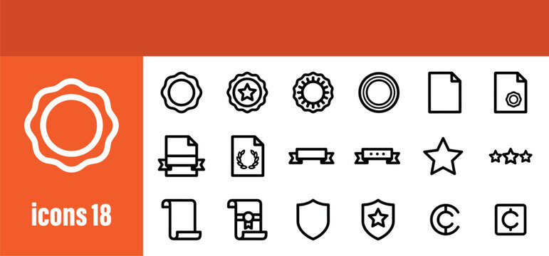 Award line icons set. Collection of simple outline symbols of prize, trophy, winner, certificate, badge, success. Vector illustration.