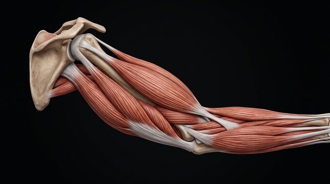 Posterior View of Human Arm Muscles Biceps and Triceps Model