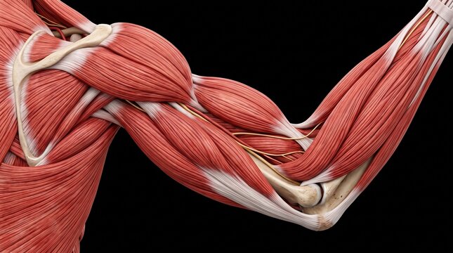 Posterior View of Human Arm Muscles Biceps and Triceps Model