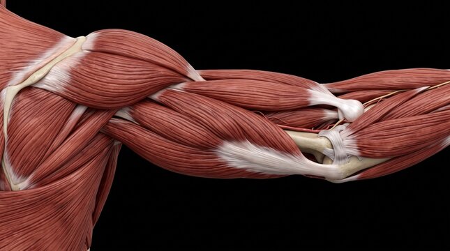 Posterior View of Human Arm Muscles Biceps and Triceps Model