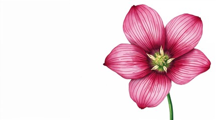Fototapeta premium Pink Agrostemma Flower Botanical Illustration on White Background with Copy Space