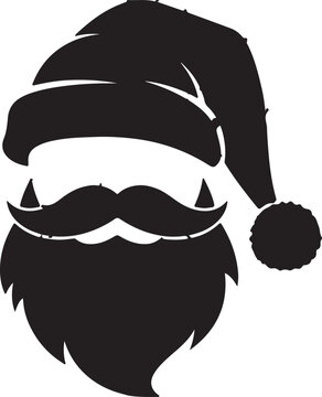 Black silhouette of santa claus with hat and beard