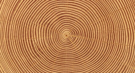 Fototapeta premium Detailed cross-section of a tree trunk with concentric annual growth rings, natural wood background texture