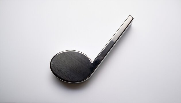 single eighth note quaver isolated against a stark white backdrop poised as the focal subject in a high quality stock photograph emphasized by defined bold lines musically perfect clarity