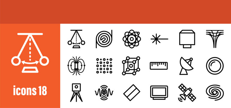 Physics and Science Vector Line Icons Set.
