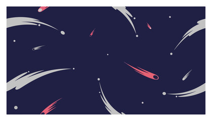 Comets and shooting stars seamless pattern with glowing trails in deep space © Anna