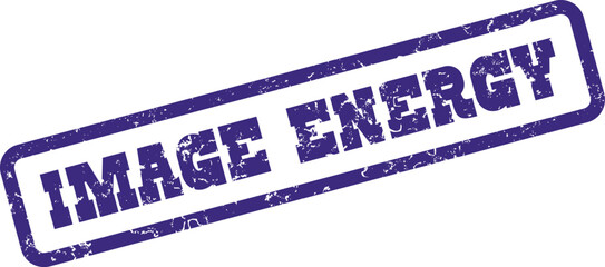 A striking purple textured rubber stamp impression with the text Image Energy ©  Design_ mn