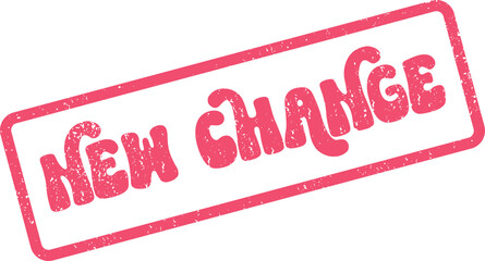 A striking red grunge rubber stamp displaying the impactful phrase NEW CHANGE for transformation concepts ©  Design_ mn
