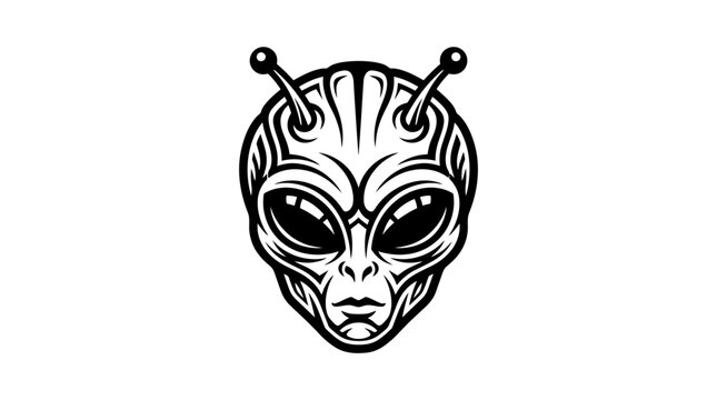 Alien Head Silhouette Icon, Extraterrestrial Face, Sci-Fi Character, UFO Symbol