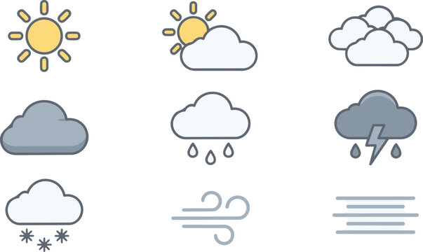 Weather forecast icon set