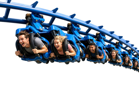 Exciting Roller Coaster Ride with Thrill Seekers