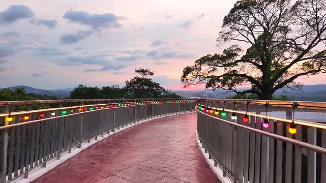 Evening Motion Through Tropical Ranong Skywalk Pathway