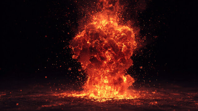 Molten flame eruption core isolated on plane background
