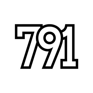 Bold Outline Numbers 791 Graphic Design Element