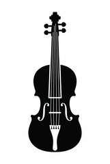 Fototapeta premium Black Violin Silhouette, Classic Musical Instrument, Isolated on White Background