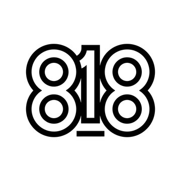 Bold 818 Number Graphic, Modern Logo Design, Minimalist Icon