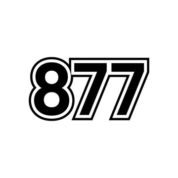 Bold Black Number 877 Graphic, Isolated on White Background