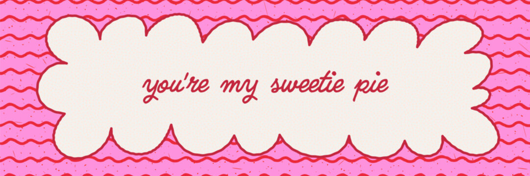 Funky pink frame with flower border and groovy scallop shape on seamless background in y2k style. Flower frame template for cards, banners and scrapbook designs