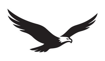 Fototapeta premium Bald eagle flying silhouette vector on white background for freedom and power concept
