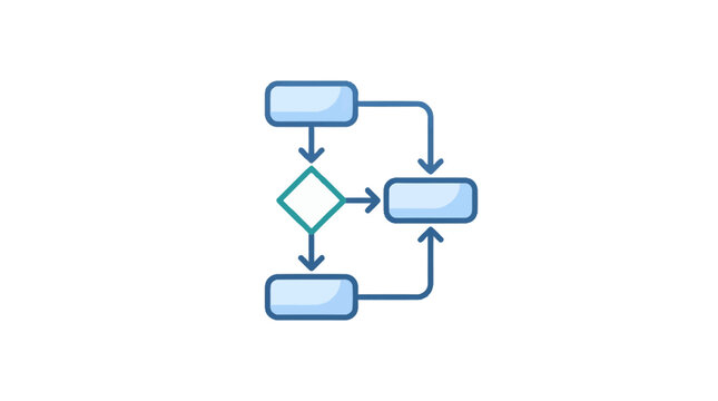 Simplified flowchart diagram icon representing decision making process and workflow logic.