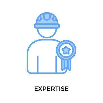 Expertise Icon Lineal Blue Style. Vector Illustration For Graphic Design