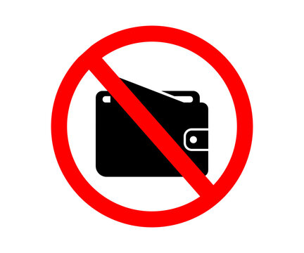 No wallet sign. No Wallet Allowed illustration on transparent background. 

