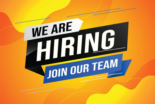 hiring recruitment Join now design for banner poster We are hiring lettering with geometric shapes lines. Vector illustration typographic. Open vacancy design template modern concept