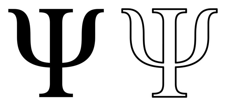 Black and white psi symbols isolated on transparent background