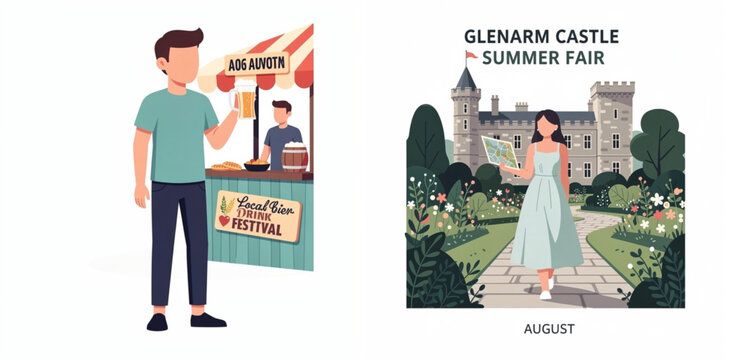 Couple enjoying Glenarm Castle Summer Fair with local drink festival stall