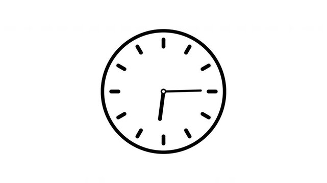 Clock spinning, watch animation on white background, Clock icon flat style 24 hours. animation. 4K video