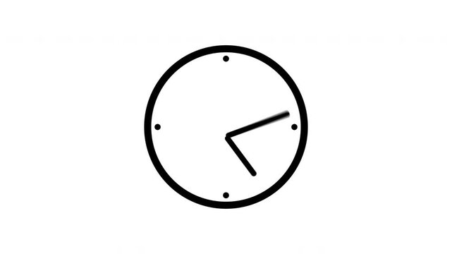 Black Clock spinning, watch animation. Clock icon flat style 24 hours day fast speed with moving timer clock rotation. clock rotating 4k video